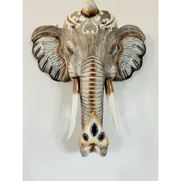 New Hand Carved Wooden Elephant Wall Hanging Costa Rica Jungle Animal Pura Vida - Picture 8 of 16